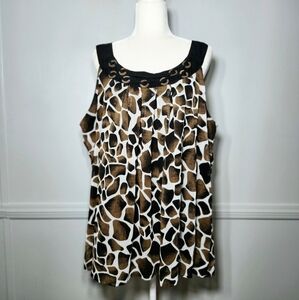 Glam Makena Pattern Chiffon Sleeves Top With beaded Neckline